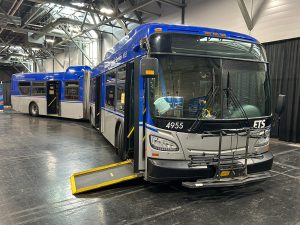 ETS 4955, a 2020 New Flyer XD60, on display at the K-Days exhibition. Photographed by Nico Sander on July 20, 2025.